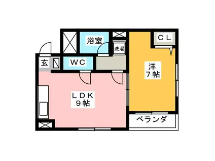 CASA 蒼(1LDK/3階)の間取り写真