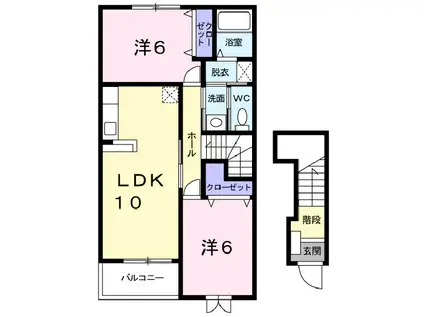 アンジュ(2LDK/2階)の間取り写真