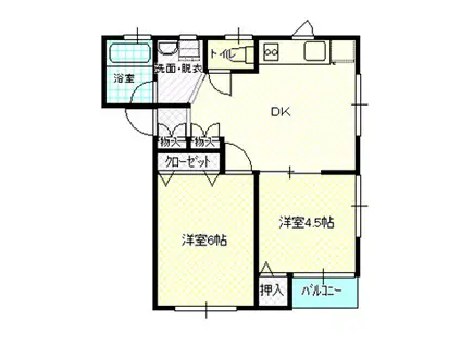 メゾンハピネス(2DK/2階)の間取り写真