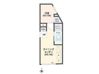 グラウンデュークス武蔵関(1DK/4階)の間取り写真