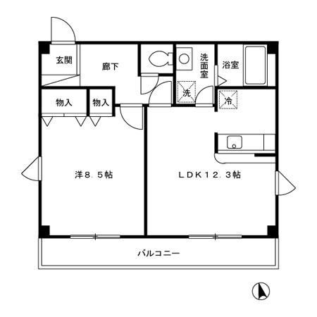 メゾン南台(1LDK/2階)の間取り写真