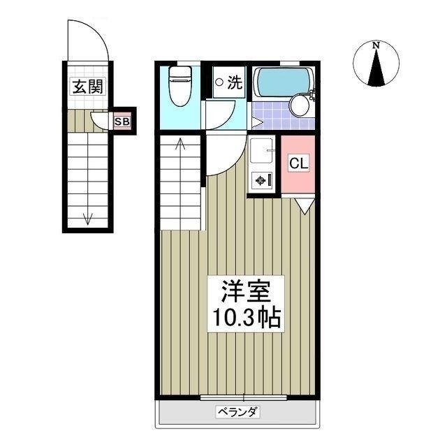 アムールチュラIII(ワンルーム/2階)の間取り写真