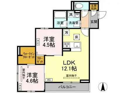 CHARM高倉(2LDK/1階)の間取り写真