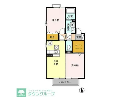 ウィルモア新松戸B棟(2DK/2階)の間取り写真