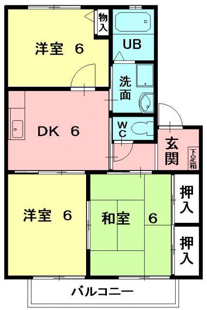 サニーコート日立(3DK/1階)の間取り写真