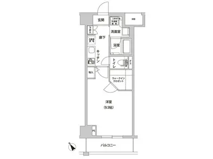 ラ・メージュ山下公園(1K/5階)の間取り写真