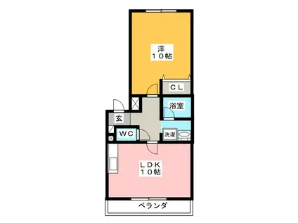 ヴィブレつばさIII(1LDK/2階)の間取り写真