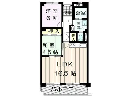 第二寺田マンション(2LDK/5階)の間取り写真