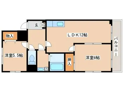 JOYハイツ(2LDK/2階)の間取り写真