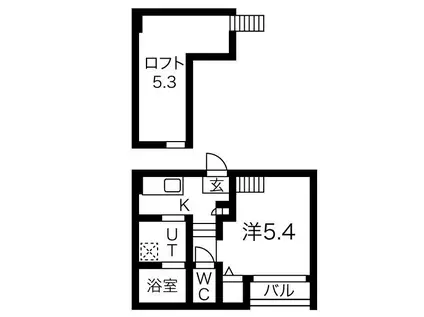 アークルミエール(1SK/2階)の間取り写真