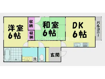 ネクサス小雑賀II(2DK/2階)の間取り写真