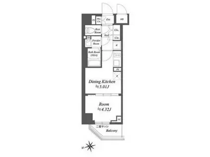 ブランシエスタ荻窪(1DK/3階)の間取り写真