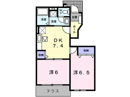 プリーマK III(2DK/1階)の間取り写真