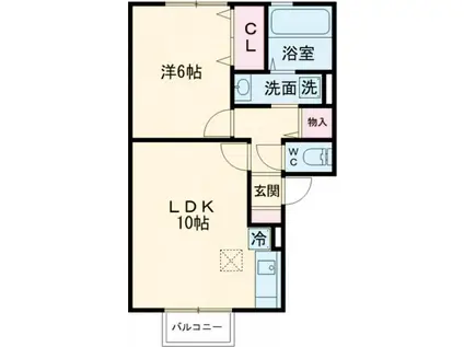 ロイヤルガーデン小佐世保A棟(1LDK/1階)の間取り写真