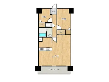 ライオンズマンション金剛寺池台(2LDK/3階)の間取り写真