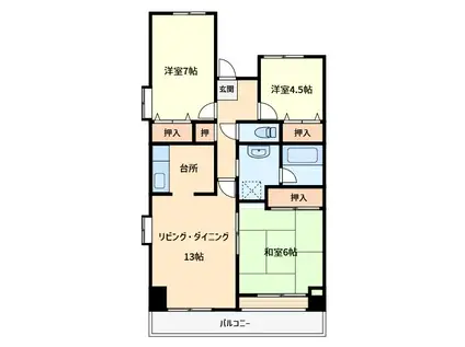 第2マサキビル(3LDK/5階)の間取り写真