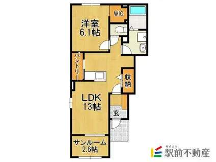 ヴェルドミール・ブリーゼ(1LDK/1階)の間取り写真