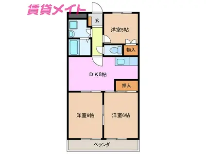 プレミアムレジデンス鈴鹿A(3DK/1階)の間取り写真