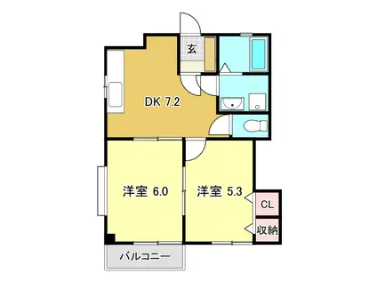 コーポはやし(2DK/3階)の間取り写真