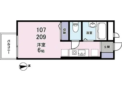 ドルフ武蔵新田(1K/1階)の間取り写真