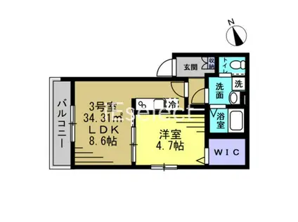 グレースコート11(1LDK/3階)の間取り写真