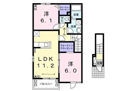 フィオーレ(2LDK/2階)の間取り写真