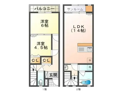 PORTO VISTA II(2LDK/1階)の間取り写真