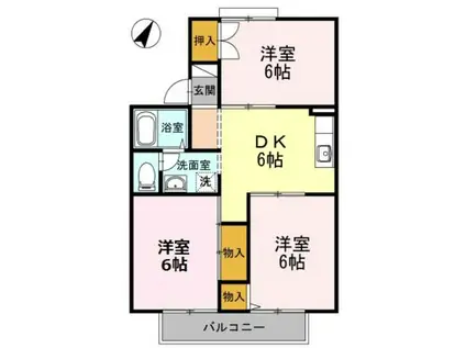 ファミール栄I(3DK/2階)の間取り写真