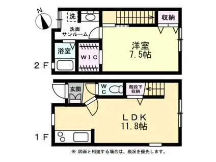 STUDIO AZUL A(1LDK/1階)の間取り写真