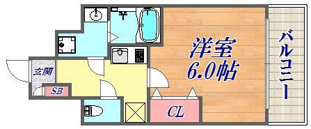 エスリード神戸三宮(1K/13階)の間取り写真