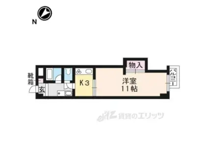 京都ノーザンフラット(1K/3階)の間取り写真