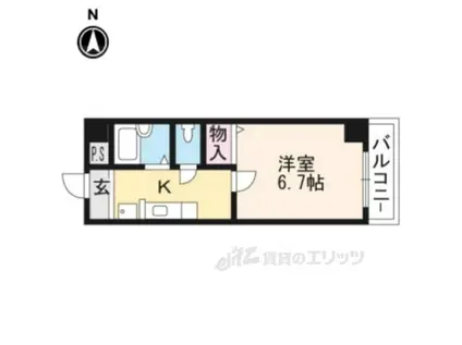 クレール山陵(1K/1階)の間取り写真