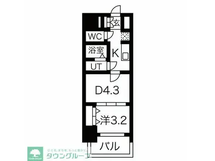 メイクス鶴舞II(1DK/3階)の間取り写真