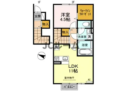 コントレイル(1LDK/2階)の間取り写真