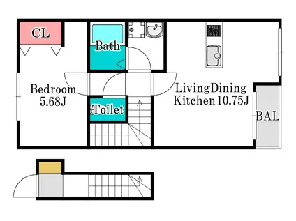 MYESATE旭本町(1LDK/2階)の間取り写真