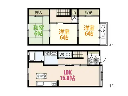 ファミールナカイII(3LDK/1階)の間取り写真