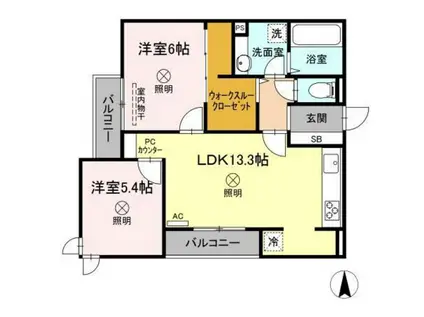 PERIDOT(2LDK/3階)の間取り写真