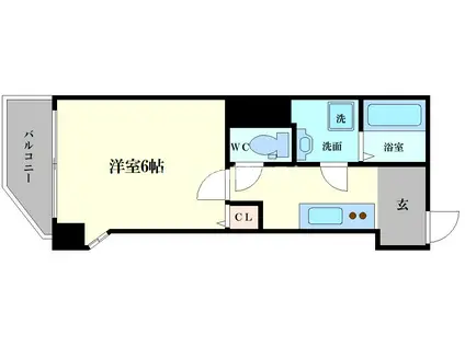 ブルー西長堀(1K/8階)の間取り写真