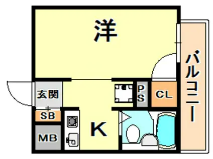 クレアーレ南六甲(1K/3階)の間取り写真