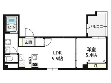 RETUMEKITA(1LDK/2階)の間取り写真