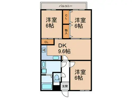 ロイヤルコートワダ(3DK/2階)の間取り写真