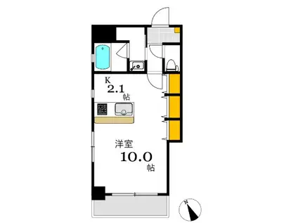 ウイング城南通(ワンルーム/3階)の間取り写真