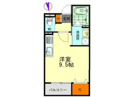 ラクーンノリタケ(ワンルーム/2階)の間取り写真