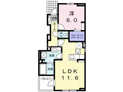 ラポール B(1LDK/1階)の間取り写真