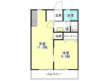 アーバンライフ木崎(1LDK/2階)の間取り写真