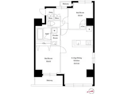 アズールコート町屋パサージュ(2LDK/7階)の間取り写真