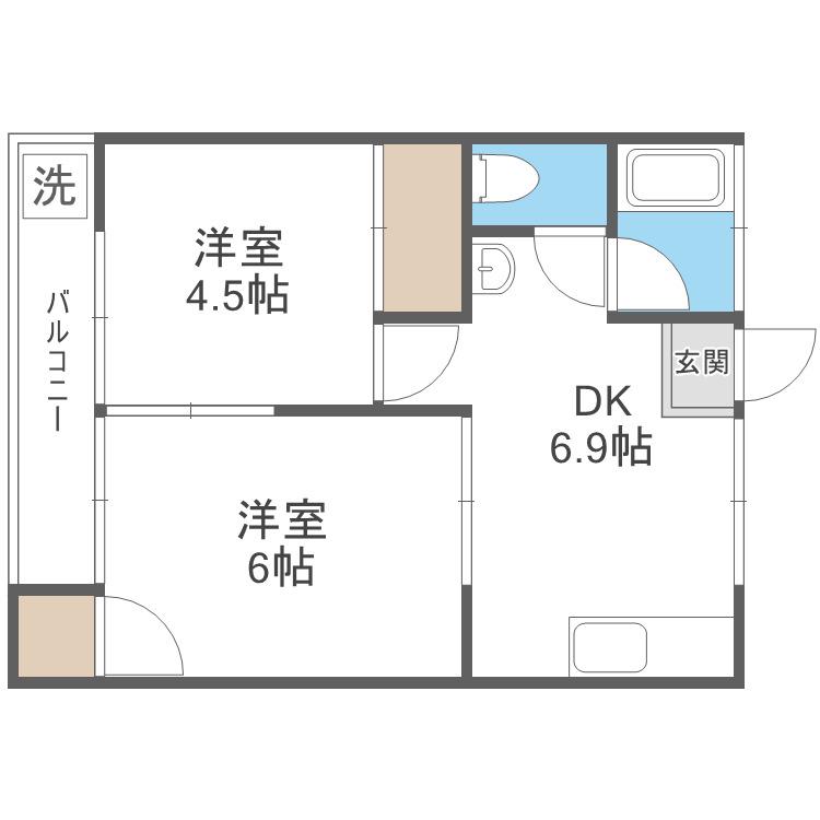 TMコーポ(2DK/2階)の間取り写真