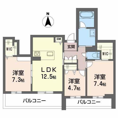 シャーメゾン大龍I棟(3LDK/3階)の間取り写真