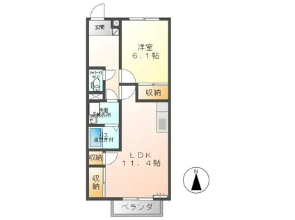 グランヒル上野(1LDK/1階)の間取り写真