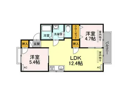 クリーンハウス藤丸D棟(2LDK/1階)の間取り写真